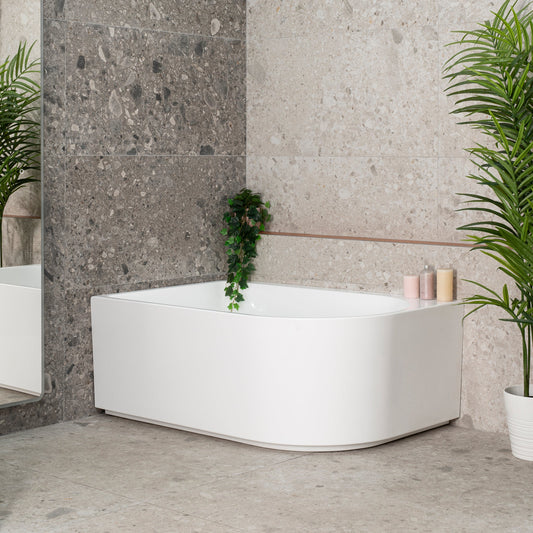 Arco Plus 55 inch Acrylic Freestanding Left Corner Bathtub, Gloss White