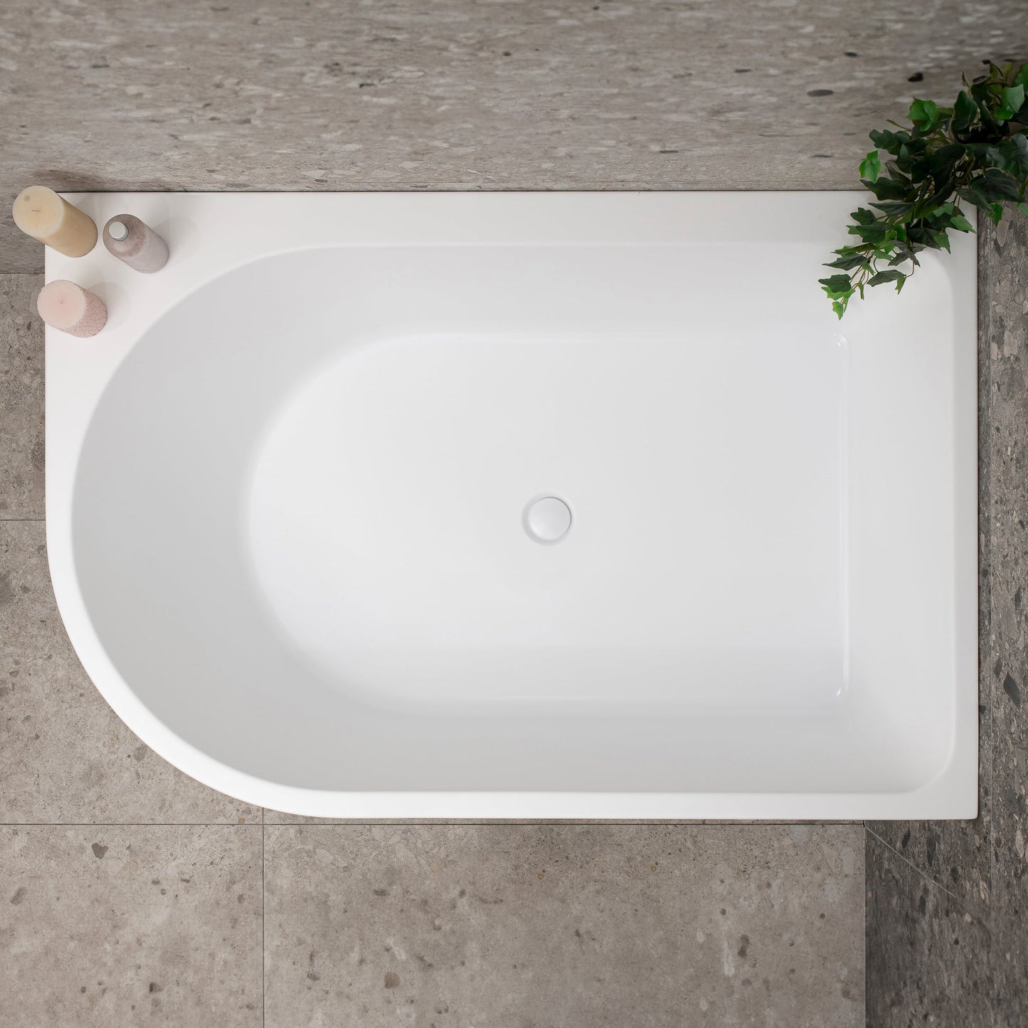 Arco Plus 55 inch Acrylic Freestanding Right Corner Bathtub, Matte White
