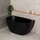 Byron Egg 47 inch Acrylic Freestanding Back to Wall Bathtub, Matte Black