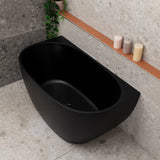 Byron Egg 47 inch Acrylic Freestanding Back to Wall Bathtub, Matte Black