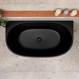 Byron Egg 47 inch Acrylic Freestanding Back to Wall Bathtub, Matte Black