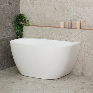 Byron Egg 47 inch Acrylic Freestanding Back to Wall Bathtub, Matte White