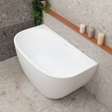 Byron Egg 47 inch Acrylic Freestanding Back to Wall Bathtub, Matte White