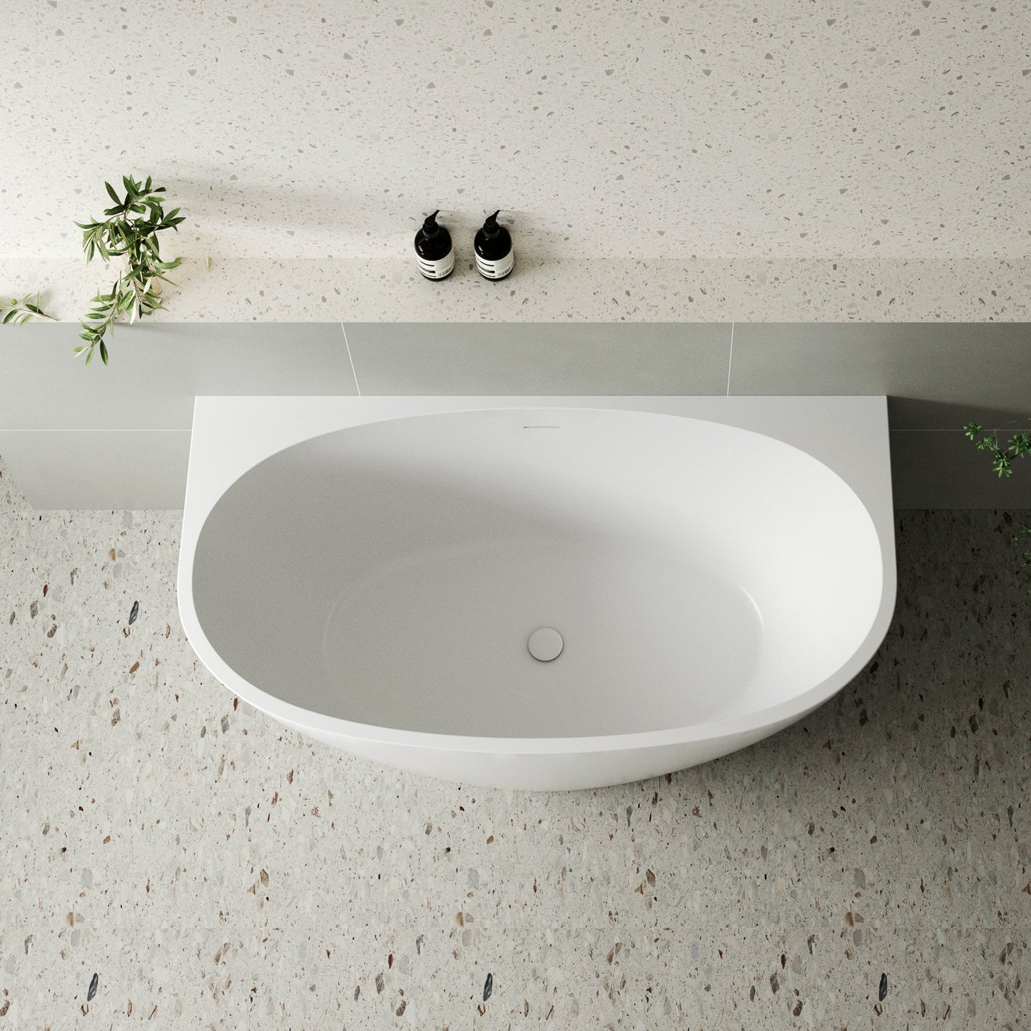 Byron Egg 1300mm Back to Wall Freestanding Bath, Matte White