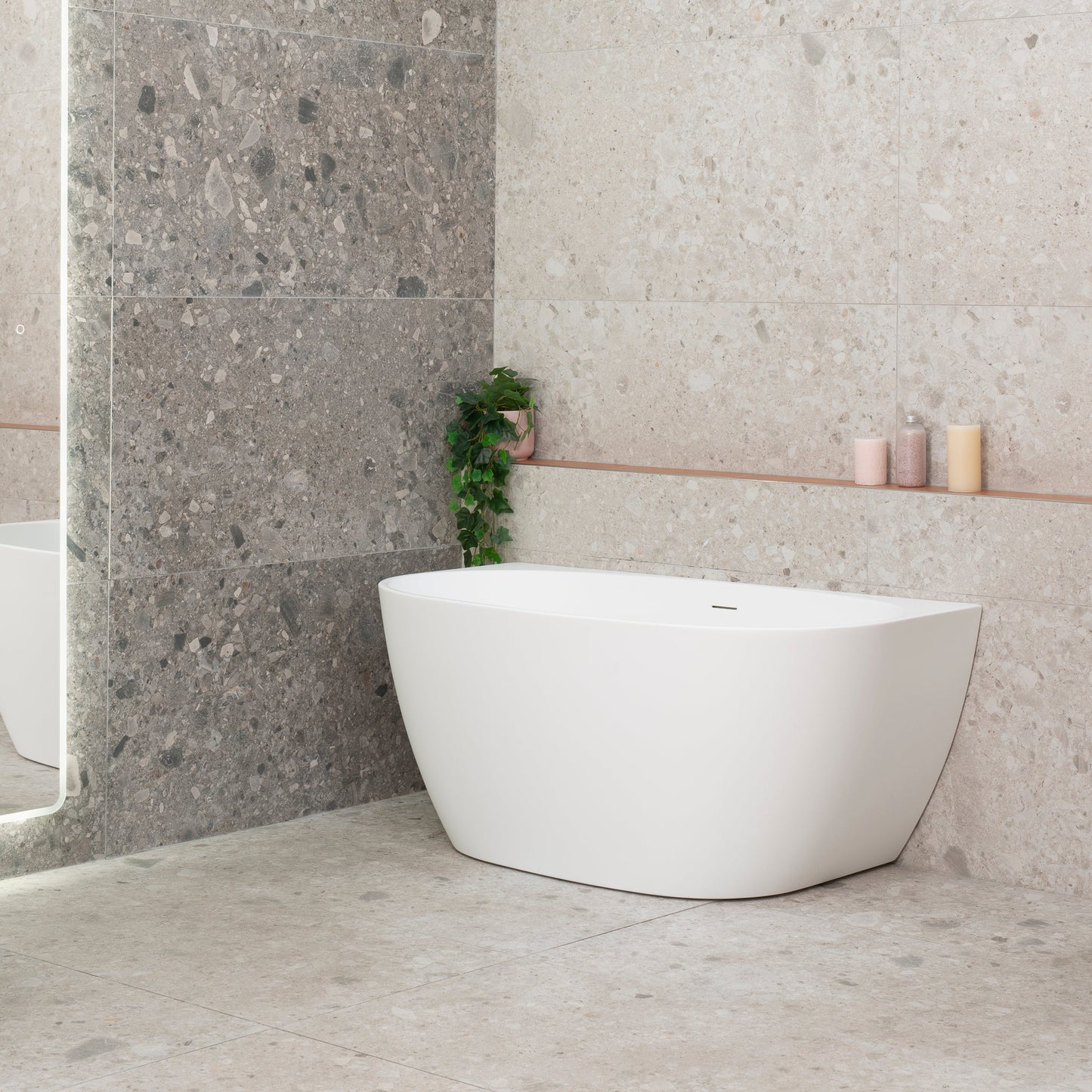 Byron Egg 51 inch Acrylic Freestanding Back to Wall Bathtub, Matte White