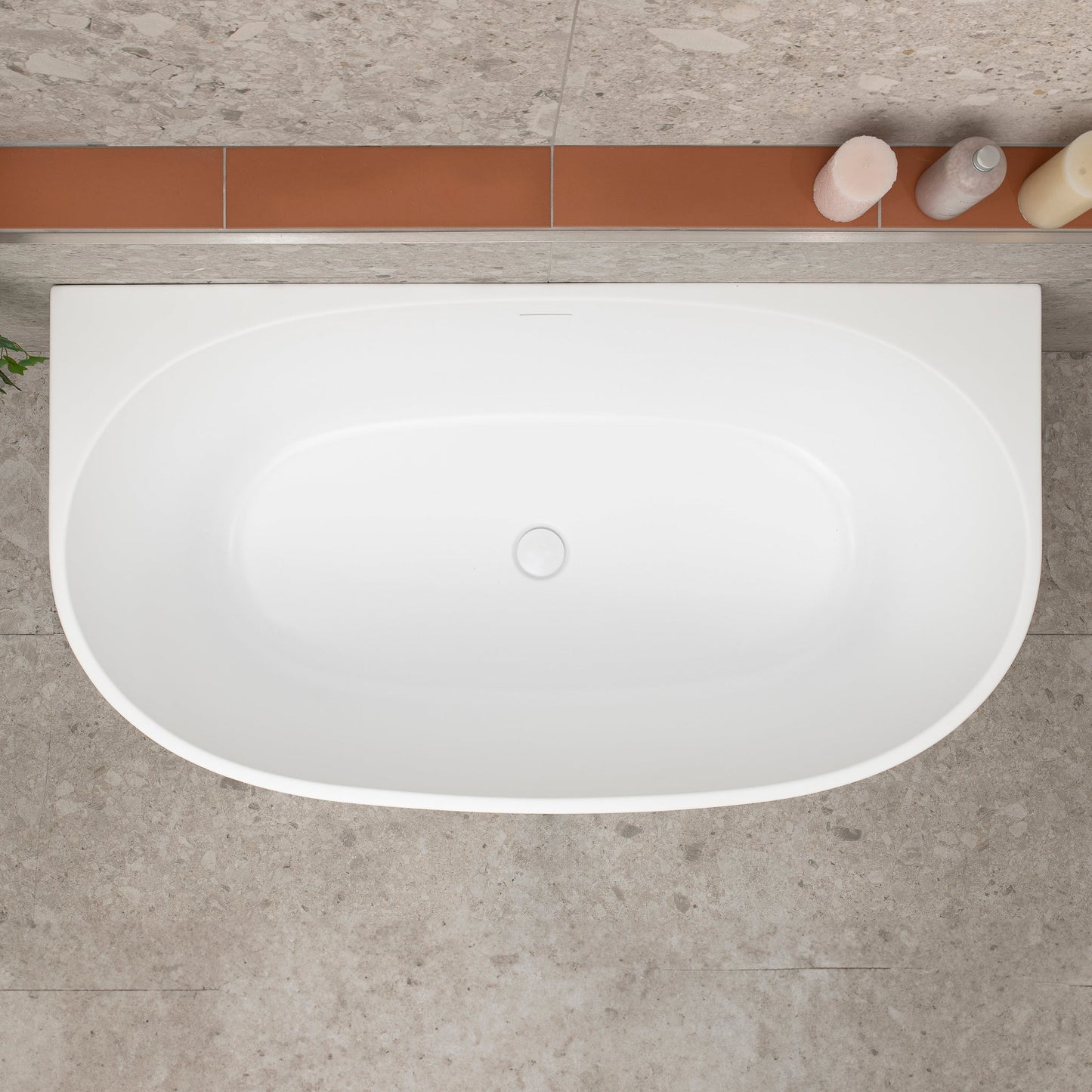Byron Egg 51 inch Acrylic Freestanding Back to Wall Bathtub, Matte White