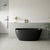 Byron Egg 55 inch Acrylic Freestanding Back to Wall Bathtub, Matte Black