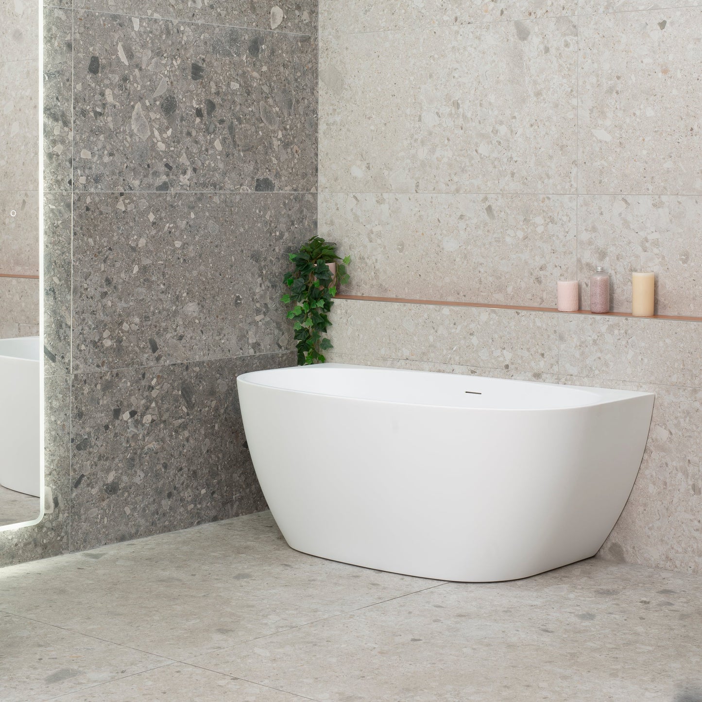 Byron Egg 55 inch Acrylic Freestanding Back to Wall Bathtub, Matte White