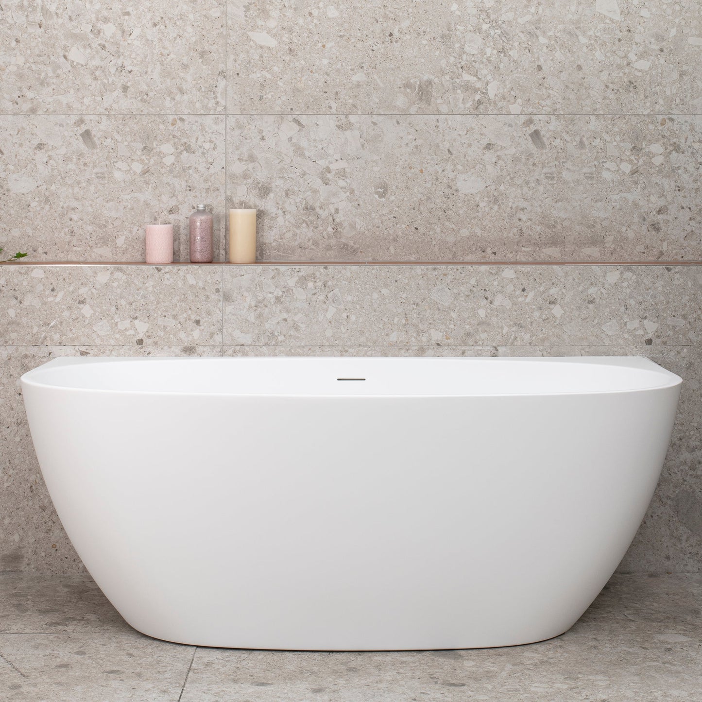 Byron Egg 59 inch Acrylic Freestanding Back to Wall Bathtub, Matte White