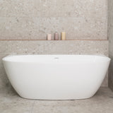 Byron Egg 63 inch Acrylic Freestanding Back to Wall Bathtub, Gloss White