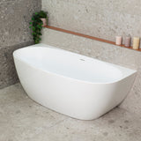 Byron Egg 63 inch Acrylic Freestanding Back to Wall Bathtub, Gloss White
