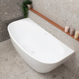 Byron Egg 63 inch Acrylic Freestanding Back to Wall Bathtub, Gloss White