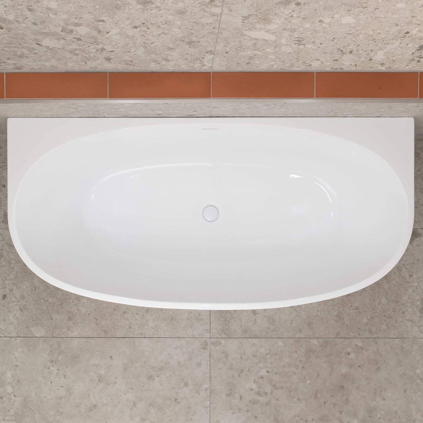 Byron Egg 67 inch Acrylic Freestanding Back to Wall Bathtub, Gloss White