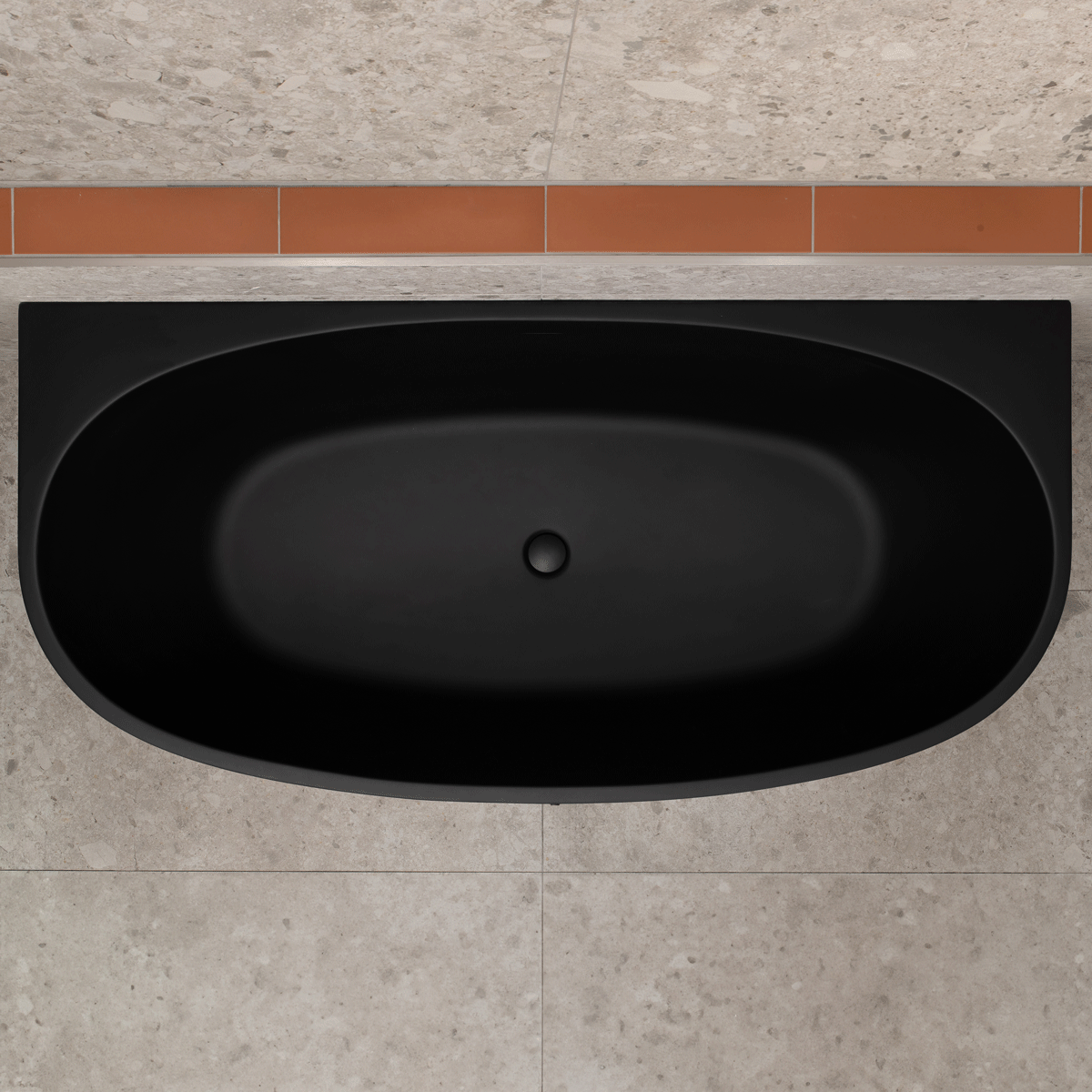 Byron Egg 67 inch Acrylic Freestanding Back to Wall Bathtub, Matte Black