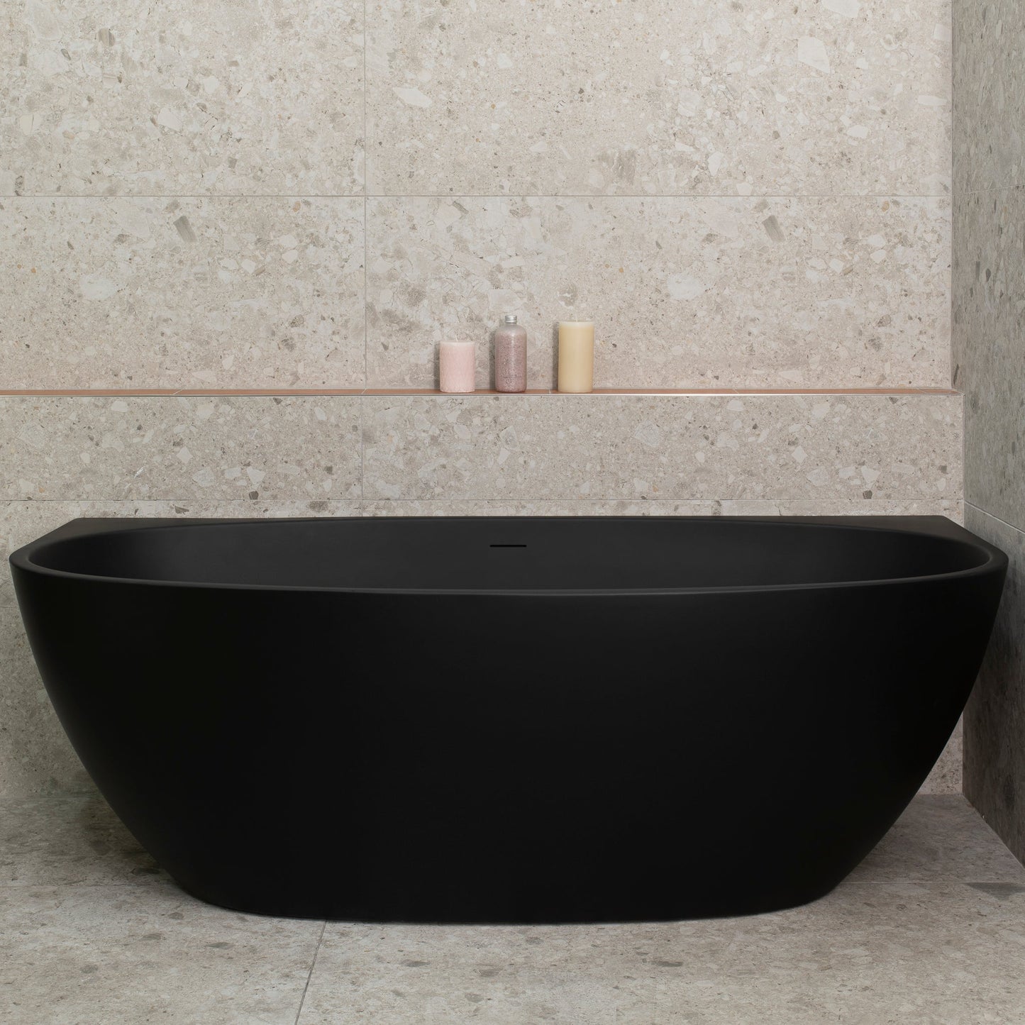Byron Egg 67 inch Acrylic Freestanding Back to Wall Bathtub, Matte Black