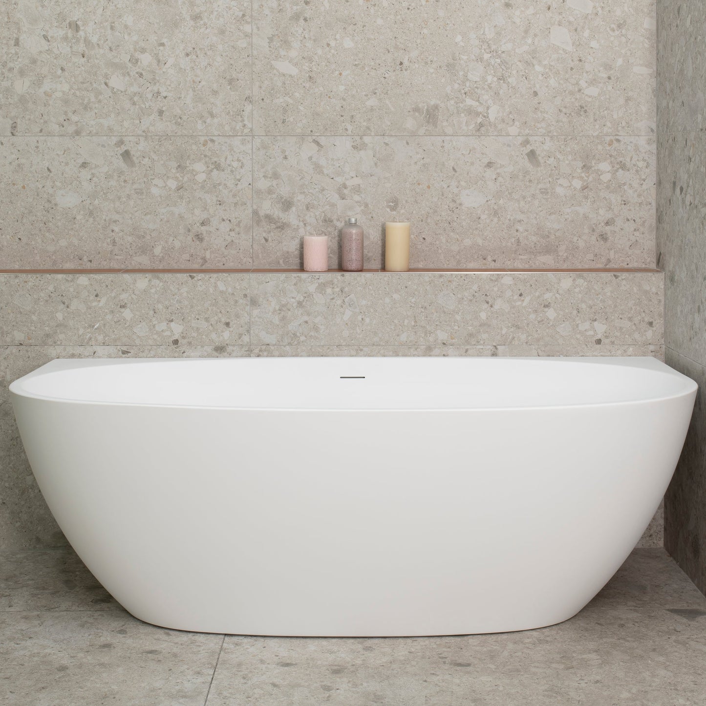 Byron Egg 67 inch Acrylic Freestanding Back to Wall Bathtub, Matte White