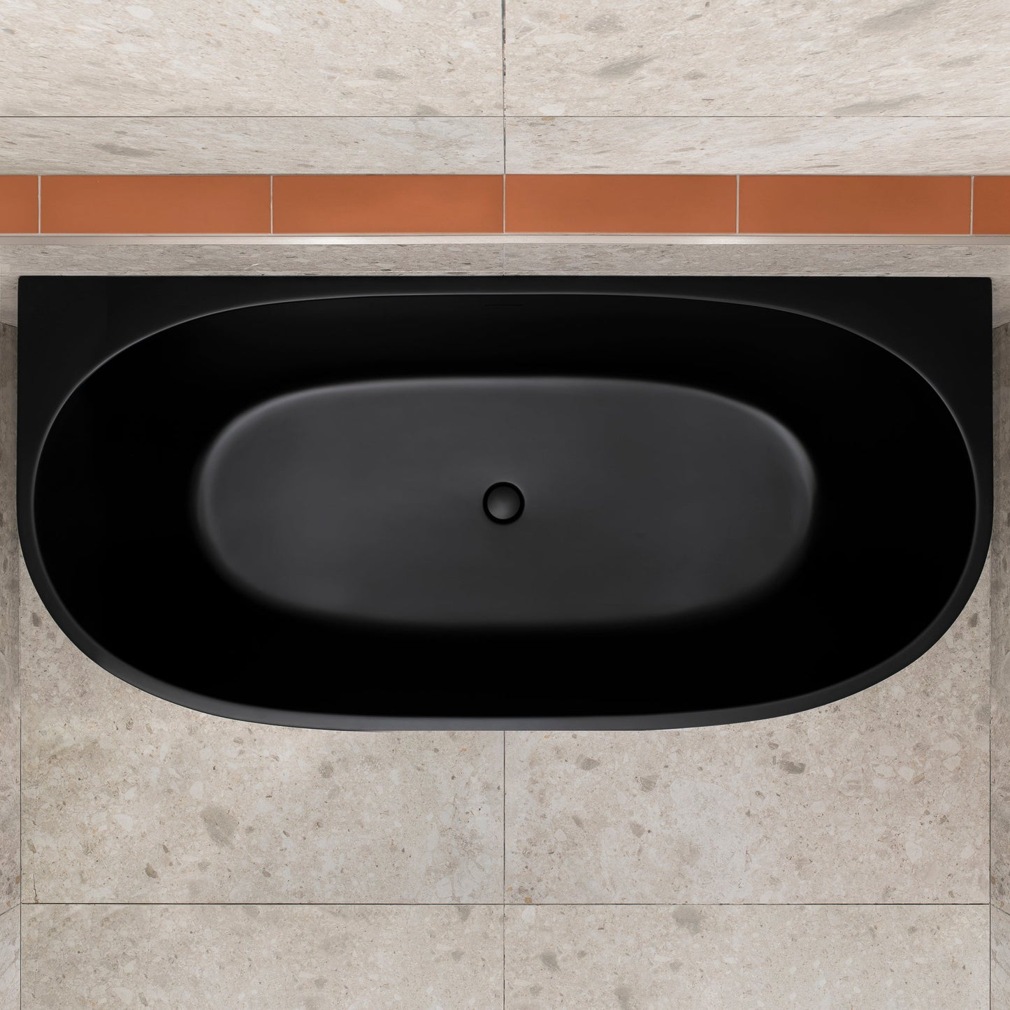 Byron Egg 71 inch Acrylic Freestanding Back to Wall Bathtub, Matte Black