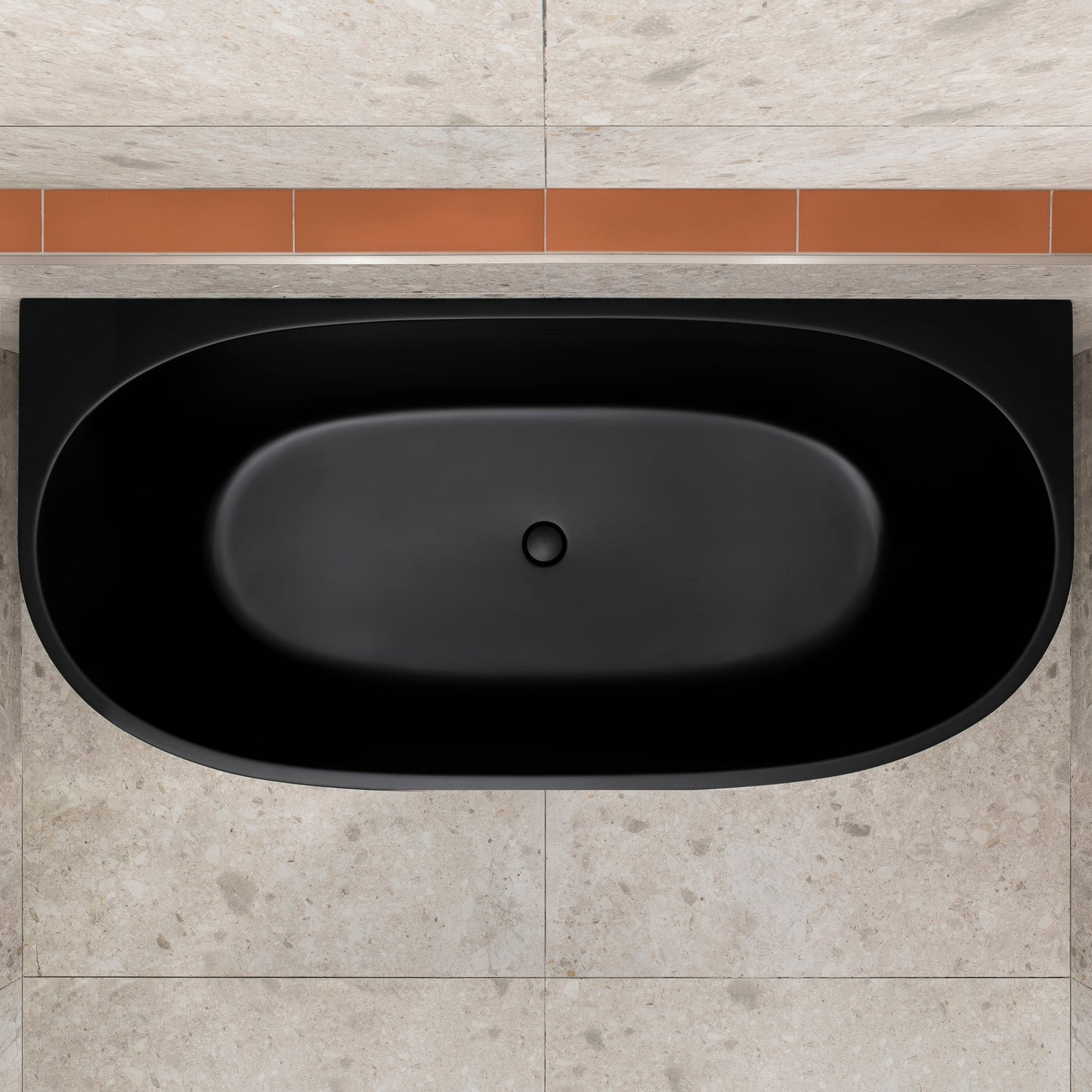 Byron Egg 71 inch Acrylic Freestanding Back to Wall Bathtub, Matte Black