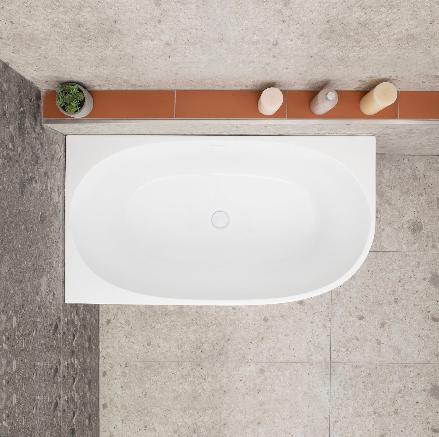 Byron Egg 47 inch Acrylic Freestanding Left Corner Bathtub, Gloss White
