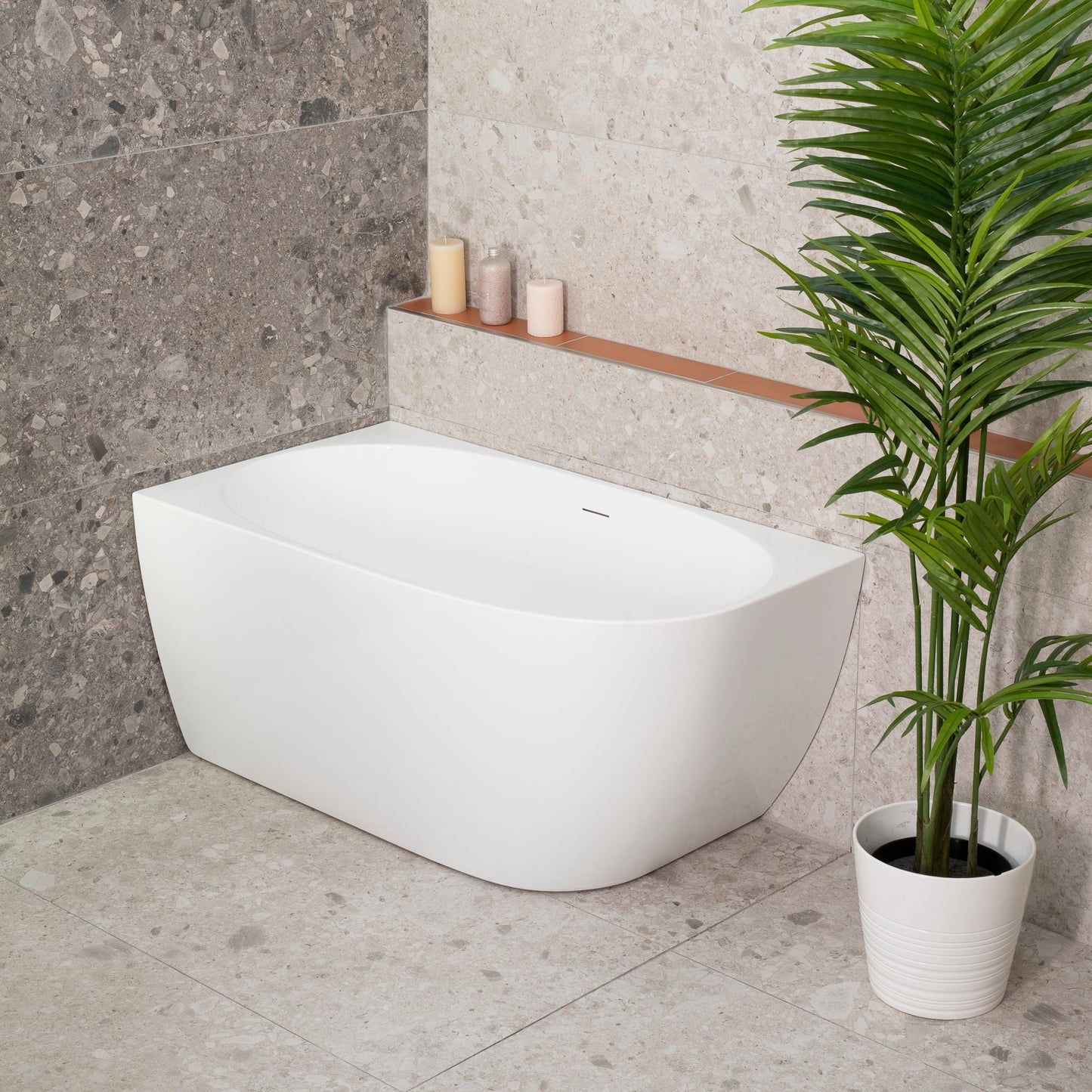 Byron Egg 47 inch Acrylic Freestanding Left Corner Bathtub, Gloss White