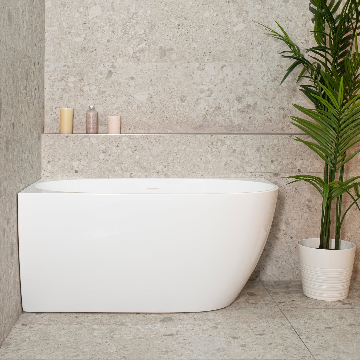 Byron Egg 47 inch Acrylic Freestanding Left Corner Bathtub, Gloss White