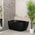 Byron Egg 47 inch Acrylic Freestanding Left Corner Bathtub, Matte Black