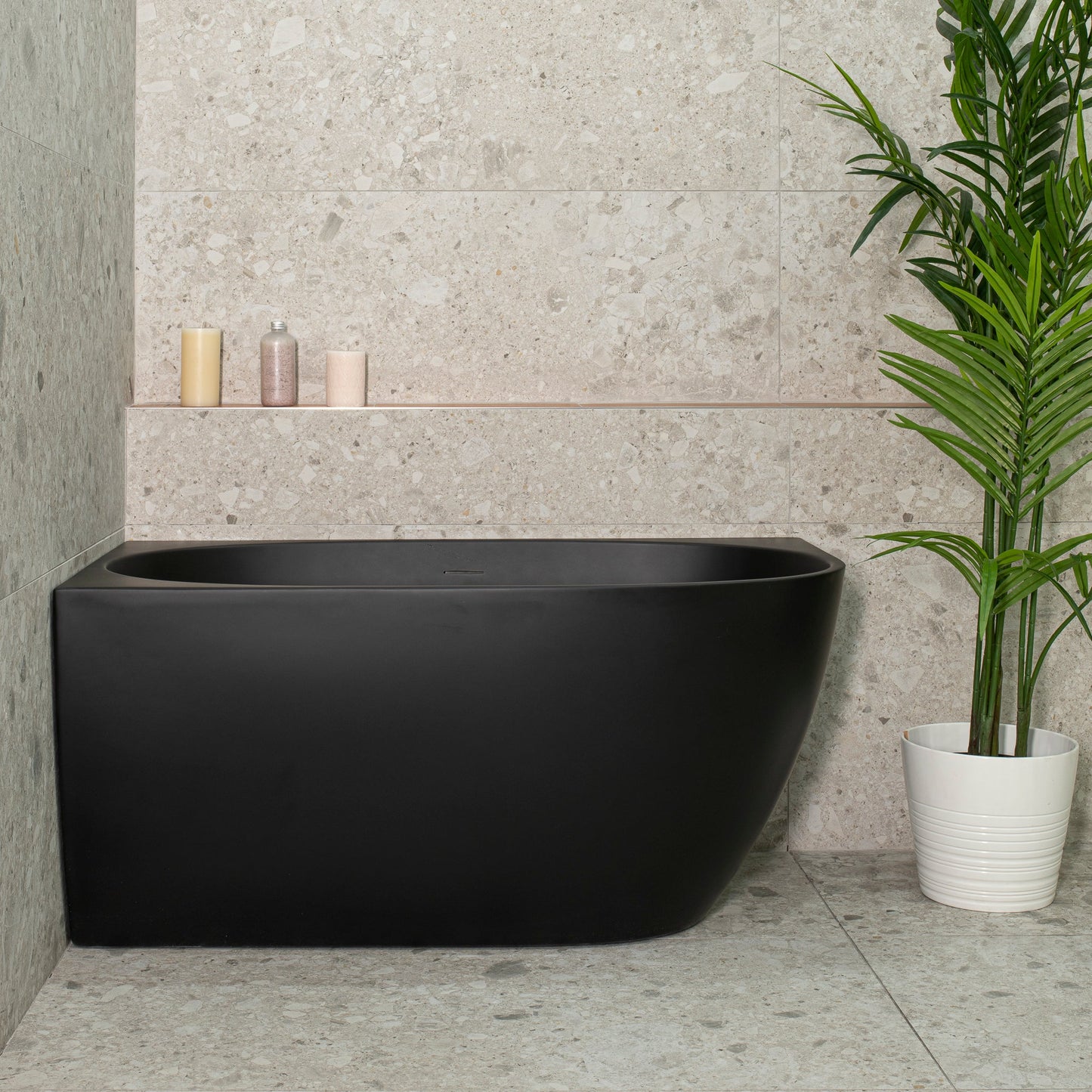 Byron Egg 47 inch Acrylic Freestanding Left Corner Bathtub, Matte Black
