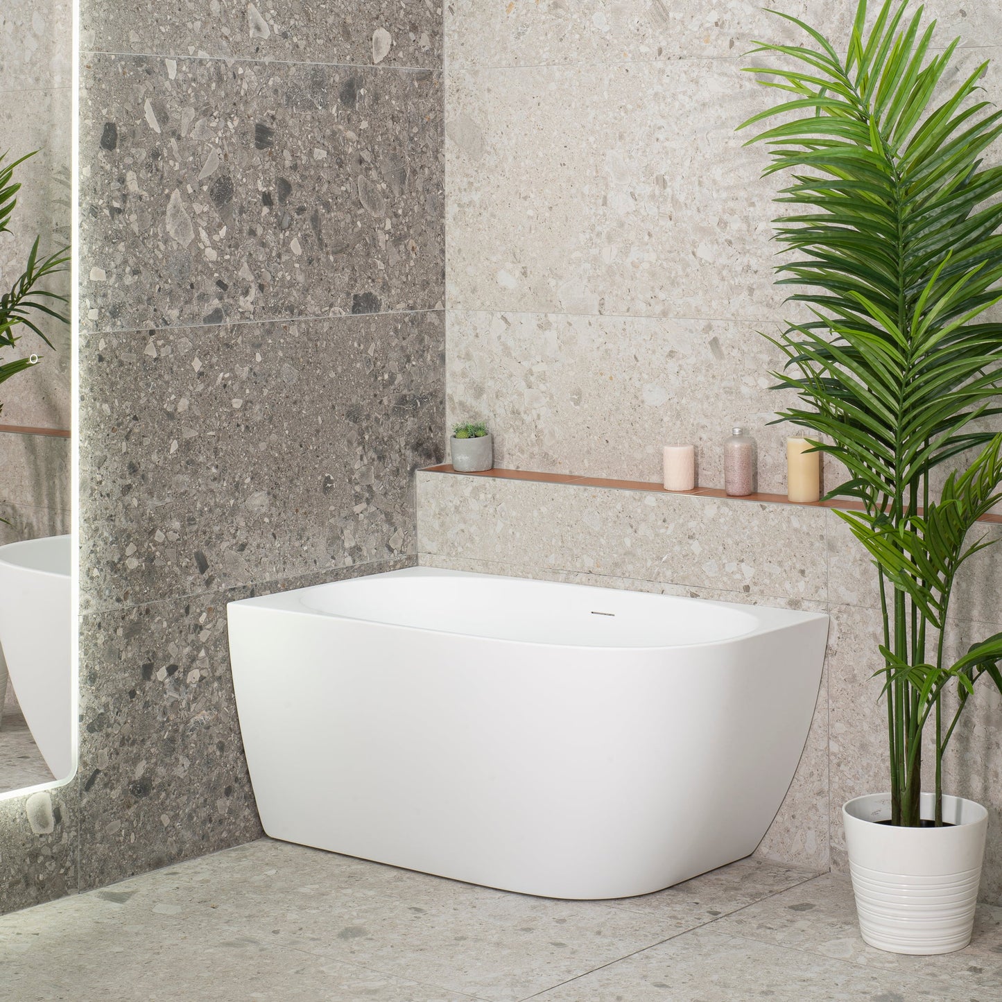 Byron Egg 47 inch Acrylic Freestanding Left Corner Bathtub, Matte White