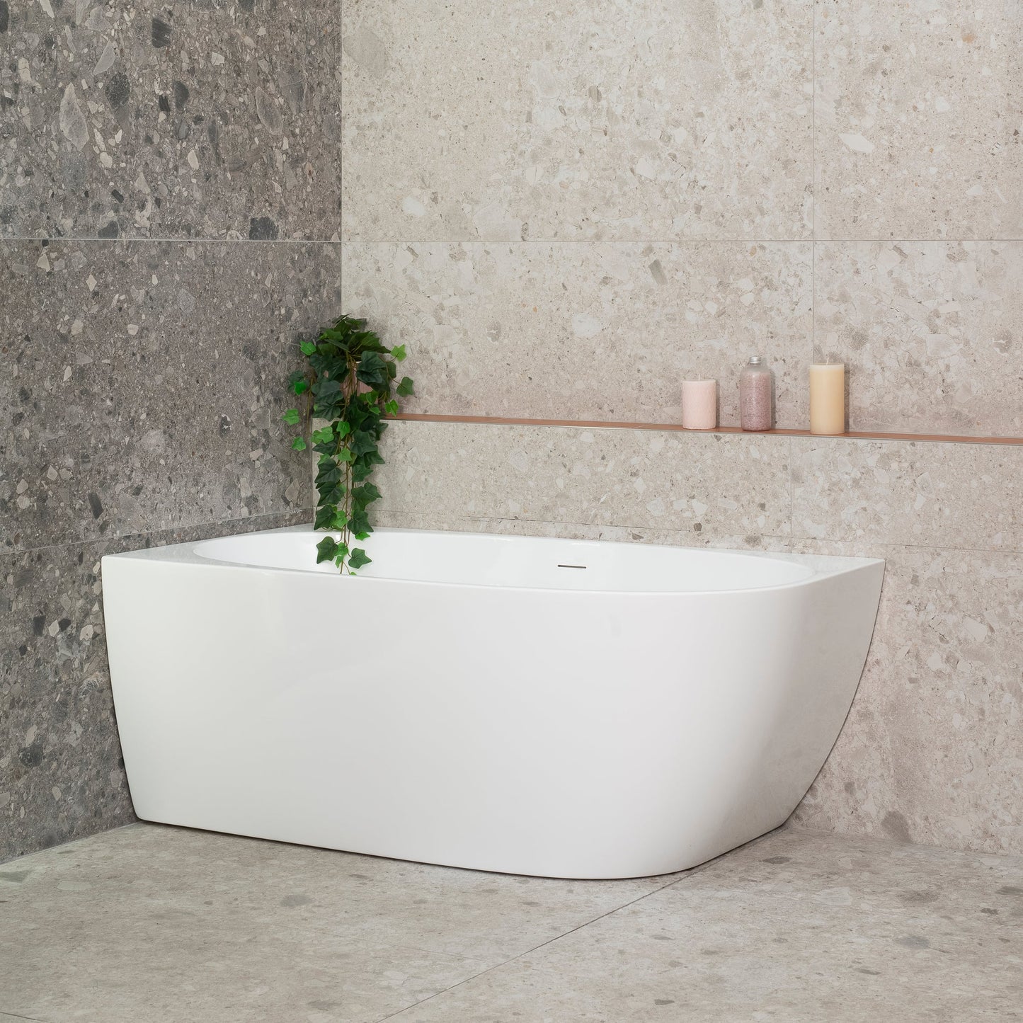 Byron Egg 55 inch Acrylic Freestanding Left Corner Bathtub, Gloss White