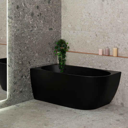 Byron Egg 55 inch Acrylic Freestanding Left Corner Bathtub, Matte Black