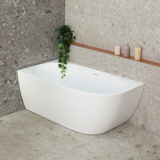 Byron Egg 55 inch Acrylic Freestanding Left Corner Bathtub, Matte White