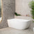 Byron Egg 59 inch Acrylic Freestanding Left Corner Bathtub, Gloss White