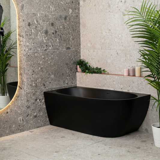 Byron Egg 1500mm Left Corner Freestanding Bath, Matte Black