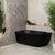 Byron Egg 59 inch Acrylic Freestanding Left Corner Bathtub, Matte Black