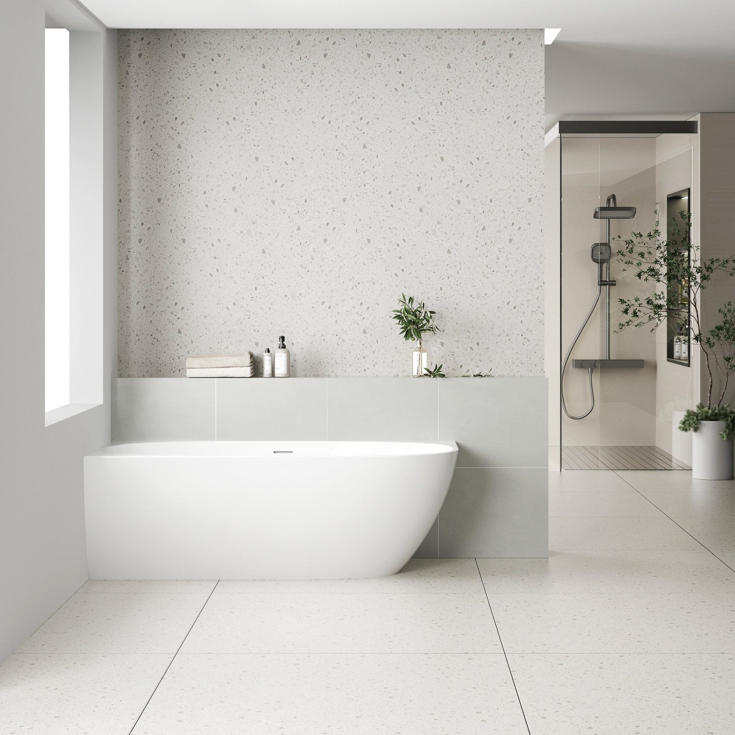 Byron Egg 1600mm Left Corner Freestanding Bath, Gloss White