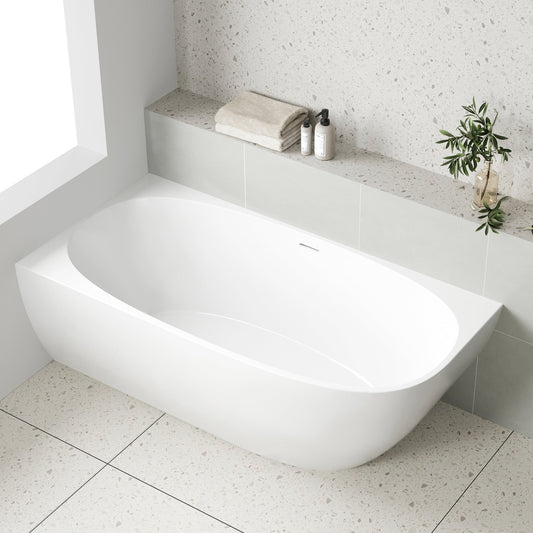 Byron Egg 1600mm Left Corner Freestanding Bath, Gloss White