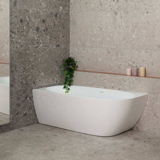 Byron Egg 63 inch Acrylic Freestanding Left Corner Bathtub, Gloss White