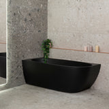 Byron Egg 63 inch Acrylic Freestanding Left Corner Bathtub, Matte Black