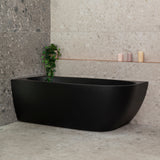 Byron Egg 63 inch Acrylic Freestanding Left Corner Bathtub, Matte Black