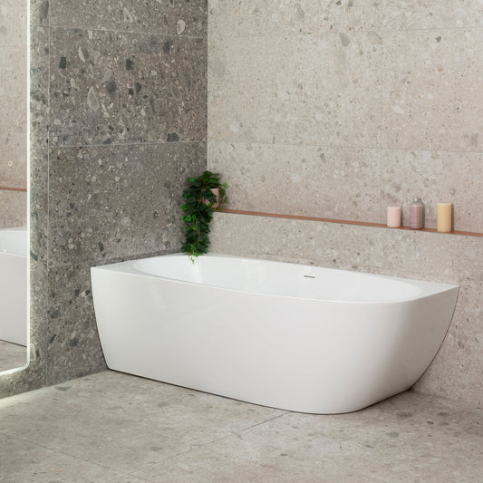 Byron Egg 67 inch Acrylic Freestanding Left Corner Bathtub, Gloss White