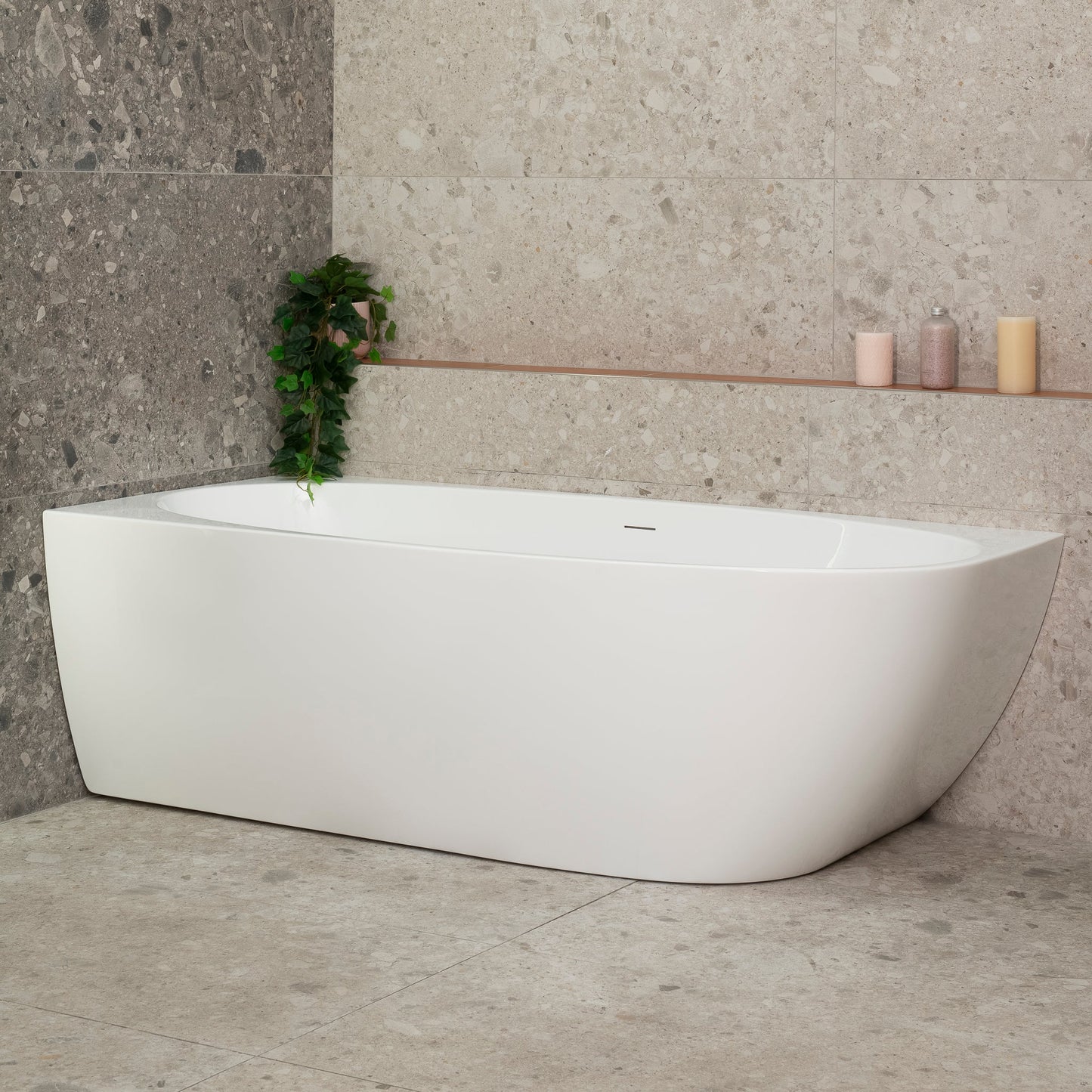 Byron Egg 67 inch Acrylic Freestanding Left Corner Bathtub, Gloss White
