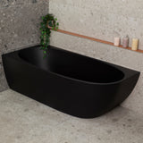 Byron Egg 67 inch Acrylic Freestanding Left Corner Bathtub, Matte Black