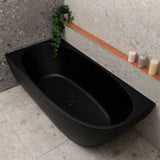Byron Egg 67 inch Acrylic Freestanding Left Corner Bathtub, Matte Black