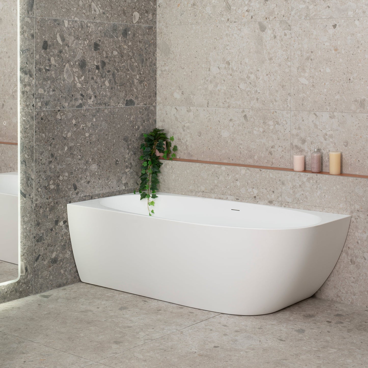 Byron Egg 67 inch Acrylic Freestanding Left Corner Bathtub, Matte White