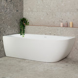 Byron Egg 67 inch Acrylic Freestanding Left Corner Bathtub, Matte White