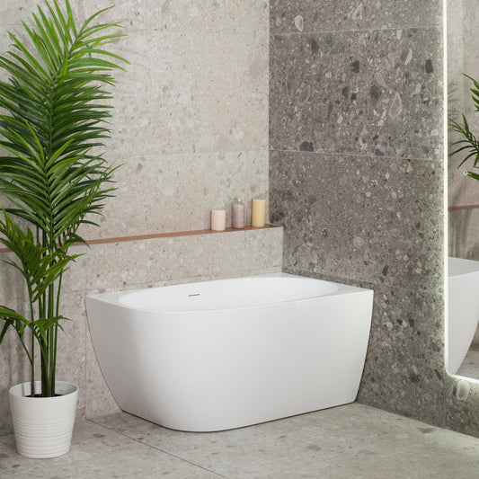Byron Egg 47 inch Acrylic Freestanding Right Corner Bathtub, Gloss White