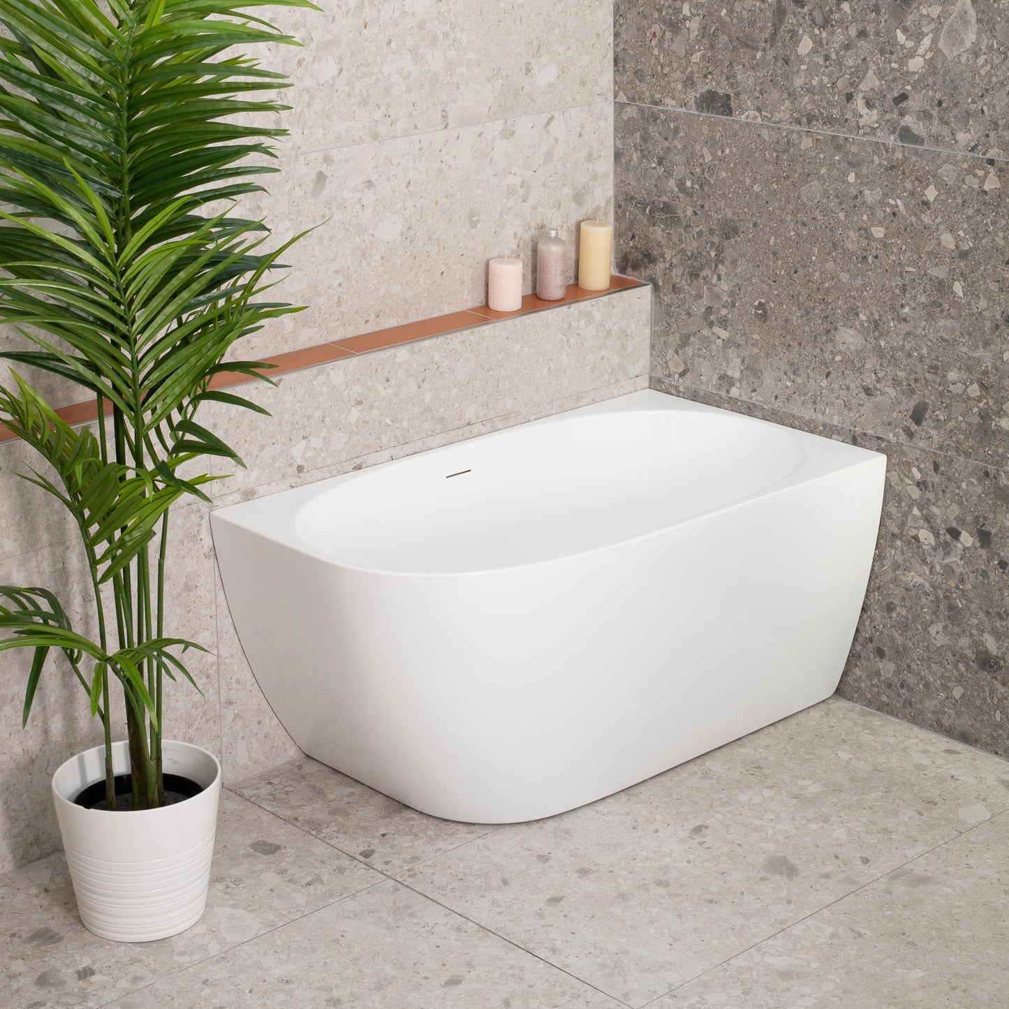 Byron Egg 47 inch Acrylic Freestanding Right Corner Bathtub, Gloss White