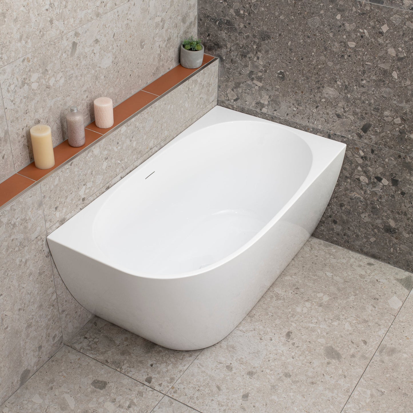 Byron Egg 47 inch Acrylic Freestanding Right Corner Bathtub, Gloss White