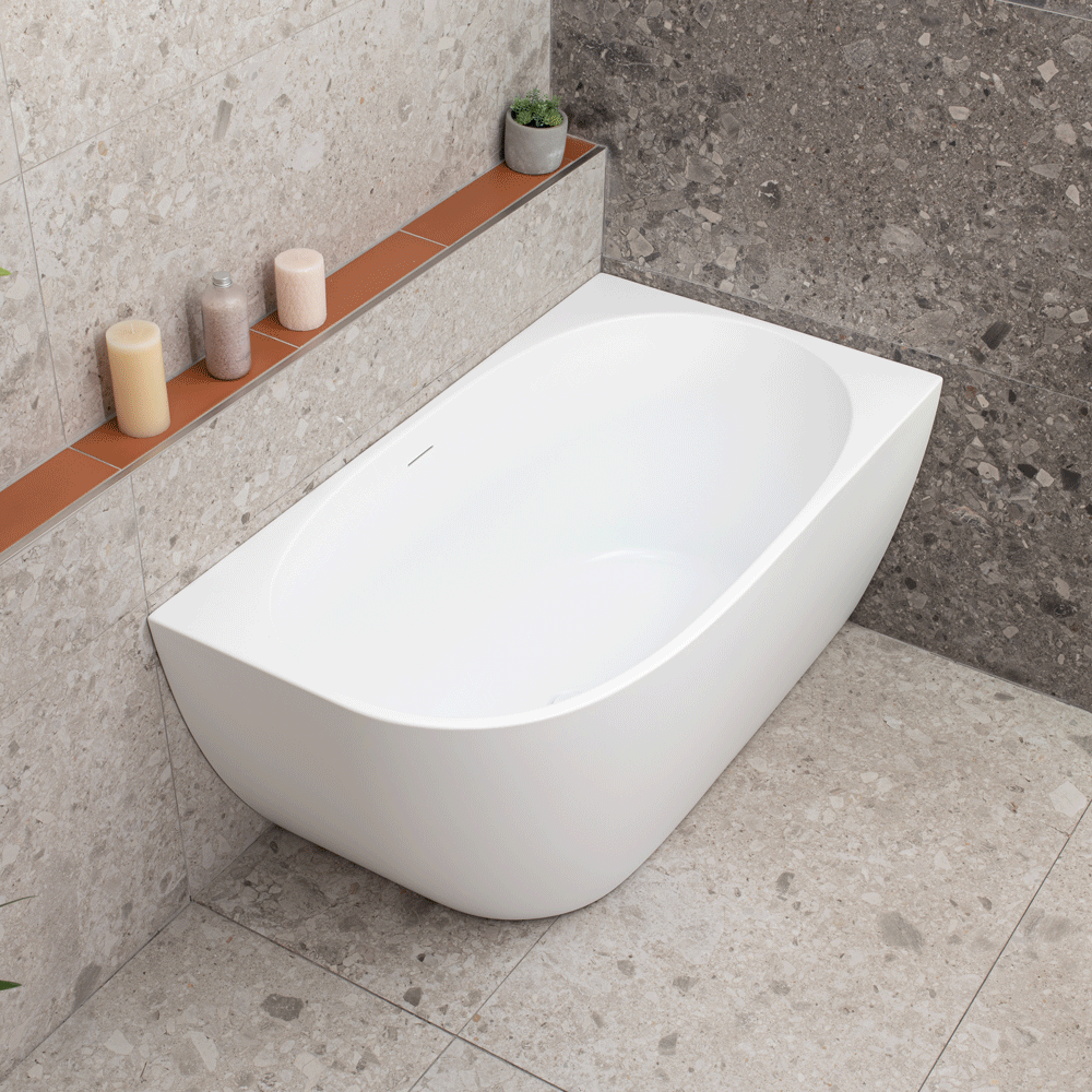 Byron Egg 47 inch Acrylic Freestanding Right Corner Bathtub, Matte White