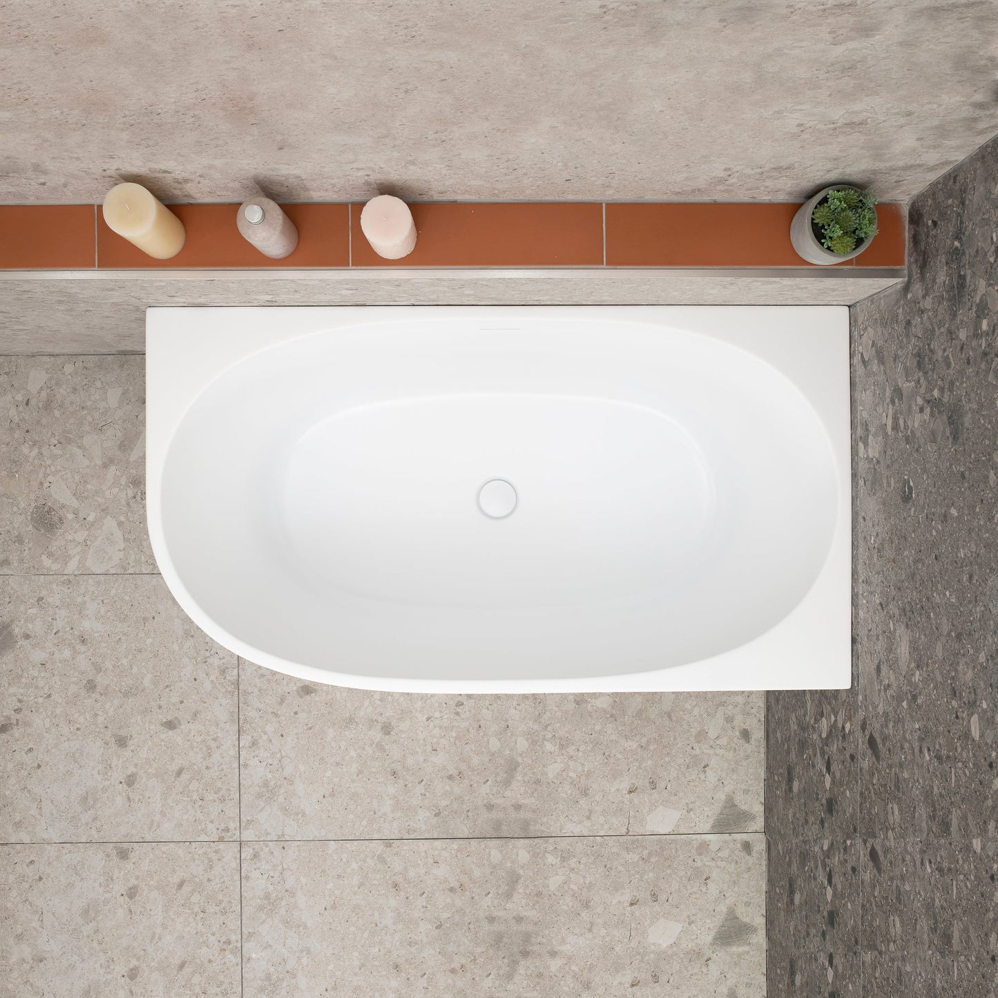 Byron Egg 47 inch Acrylic Freestanding Right Corner Bathtub, Matte White